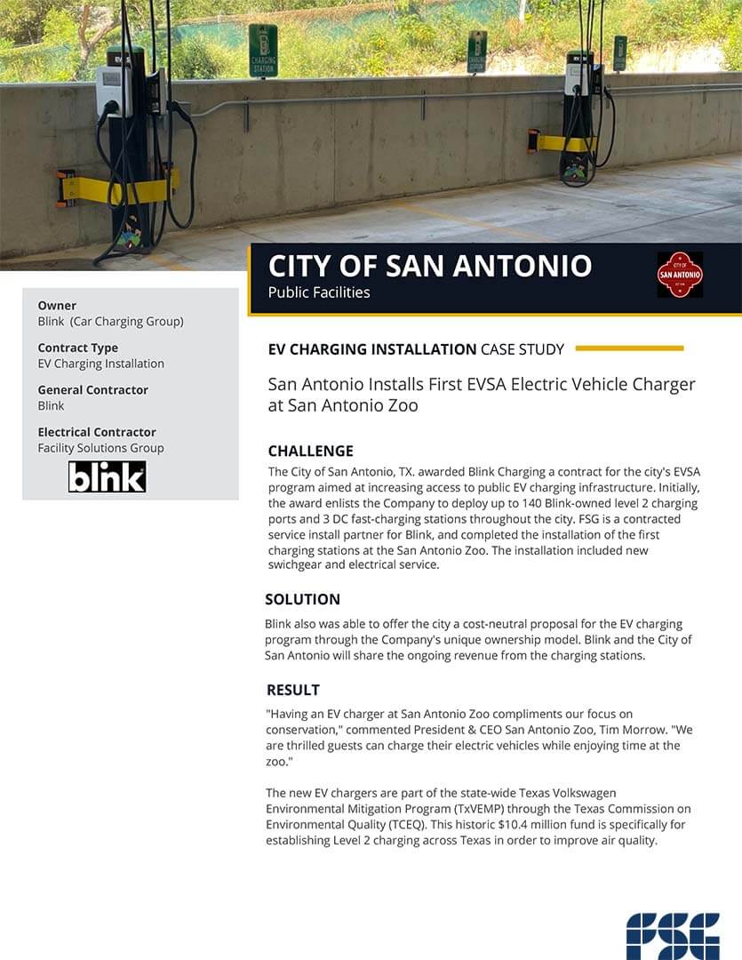 City of San Antonio EV Charging Stations - FSG Electric & Lighting